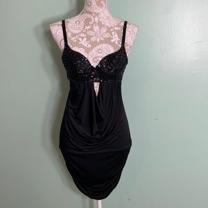 Sexy black bralette beaded dress